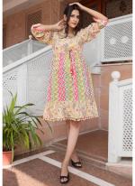 Cotton Multi Color Casual Wear Printed Readymade Dress